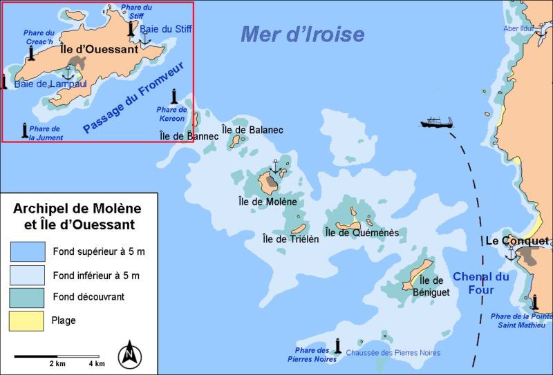 Остров Иль де Уэссан на карте